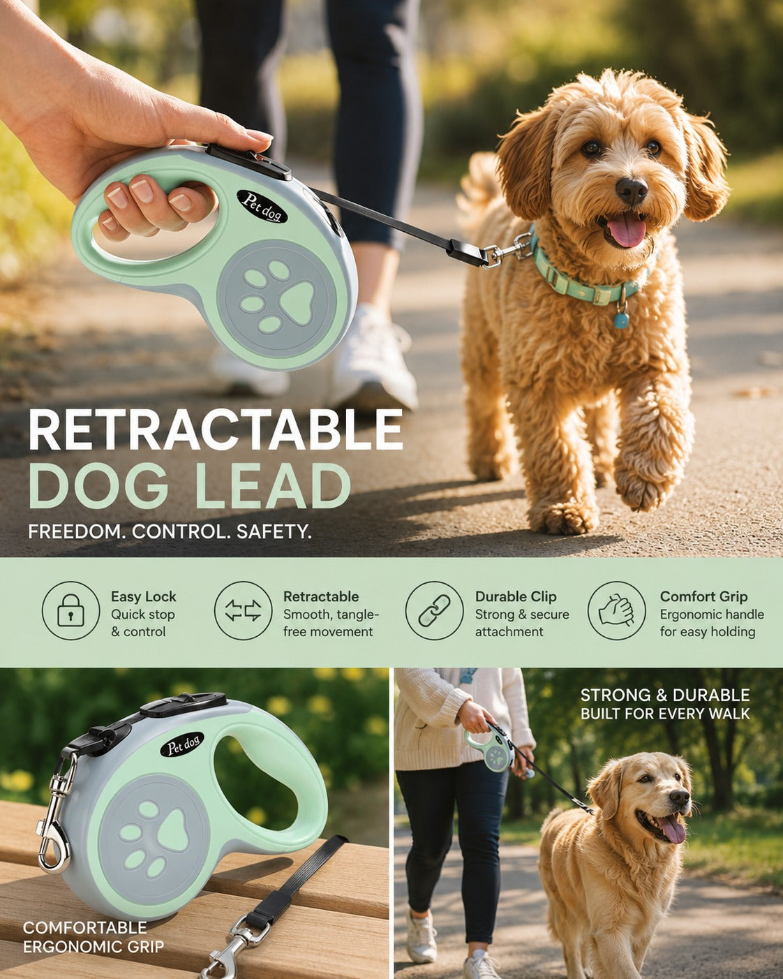 Retractable Dog Lead With Adjustable Length